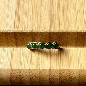 Adjustable Half-Eternity BC Jade Silver Bezel Ring